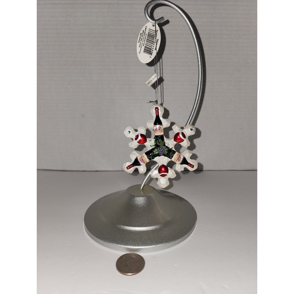 Wine Bottle Snowflake Christmas Tree Ornament new